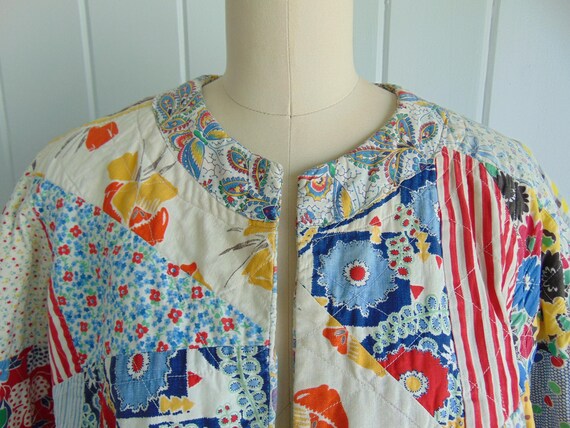 70s patchwork quilt cropped jacket size medium - image 5