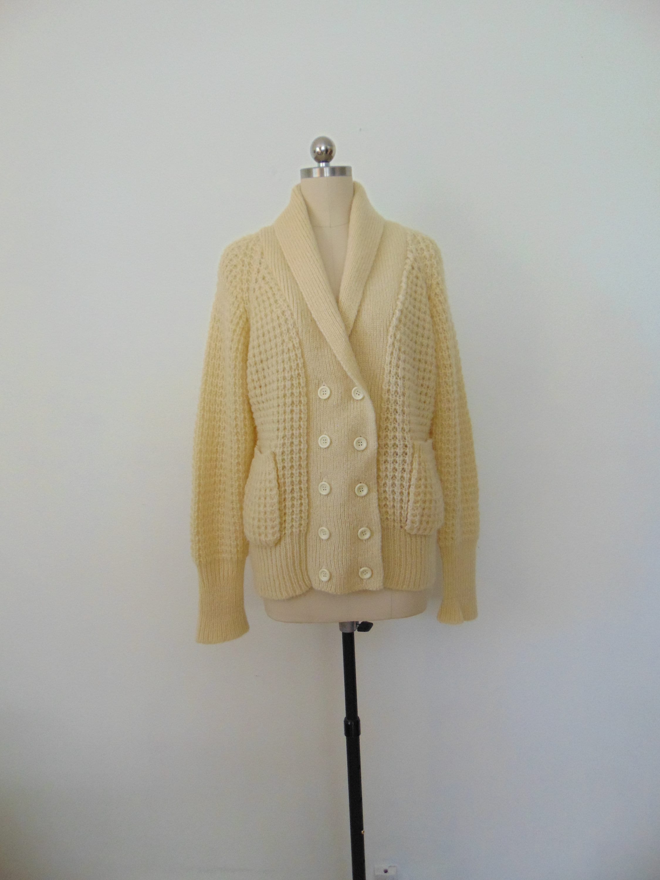 70s Men's Acrylic Fishermen's Cardigan Size S/M - Etsy
