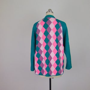 60s oversized harlequin cardigan jacket size large image 2