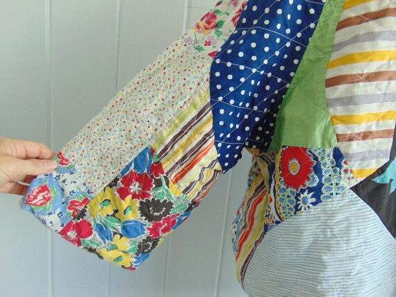70s patchwork quilt cropped jacket size medium - image 9