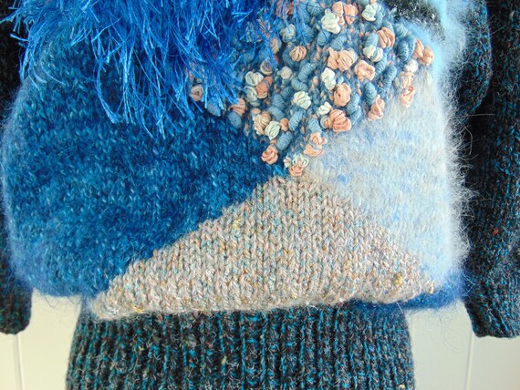 80s patchwork angora sweater size medium - image 6