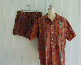 50s men's Catalina California Creators cabana set size 32/L
