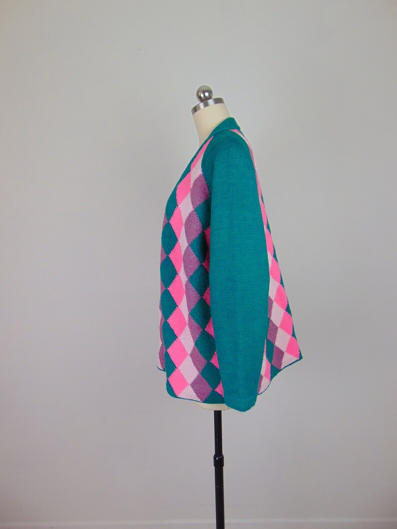 60s oversized harlequin cardigan jacket size large image 6