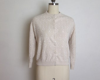 60s acrylic embroidered cardigan size small