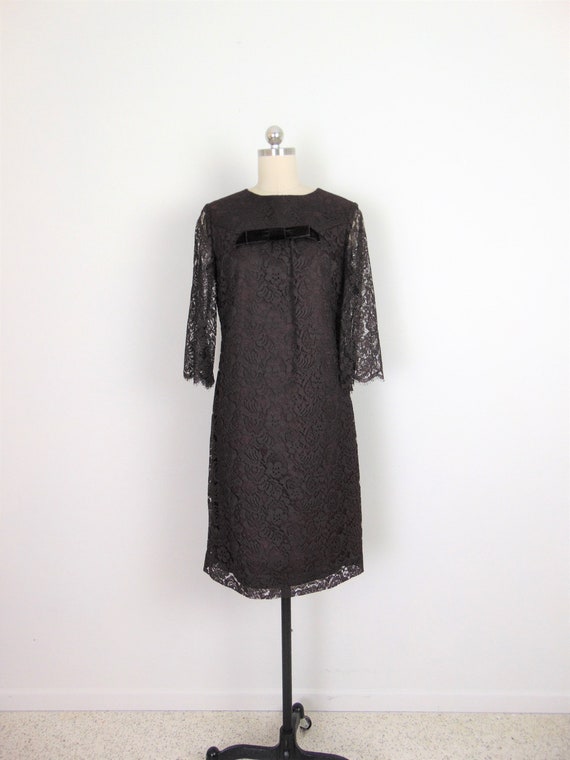 60s brown lace cocktail dress by Sabrina size medi