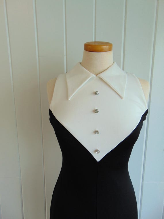 70s tuxedo style jumpsuit size XS - image 2