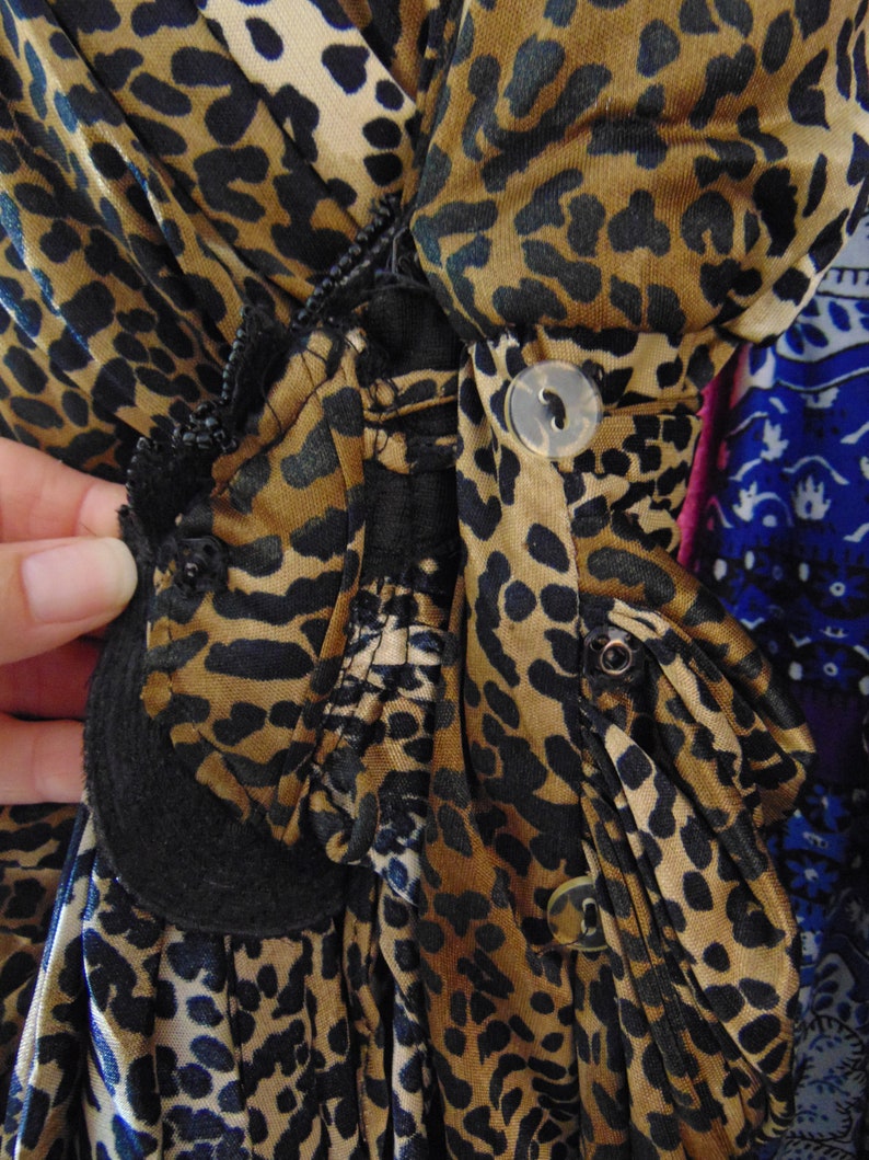 80s leopard print wrap cocktail dress size medium