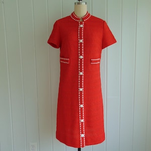 chanel orange plain vintage cotton dress 60s Chanel Dress