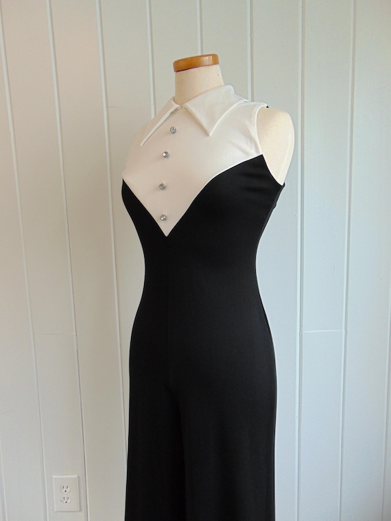 70s tuxedo style jumpsuit size XS - image 10