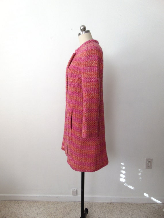 60s Italian mod sweater coat in hot pink Blooming… - image 3