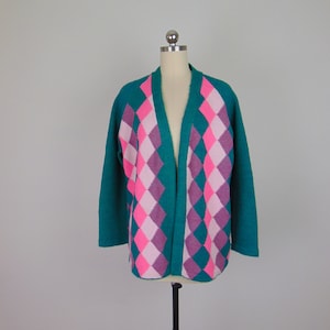 60s oversized harlequin cardigan jacket size large