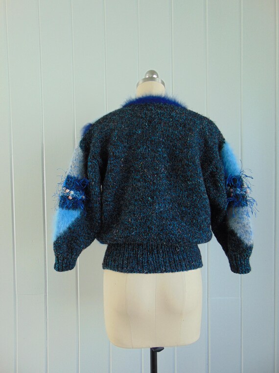 80s patchwork angora sweater size medium - image 2