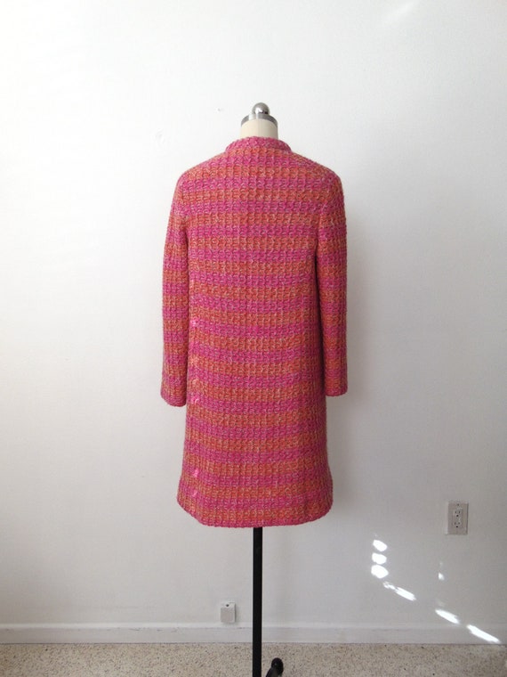 60s Italian mod sweater coat in hot pink Blooming… - image 2