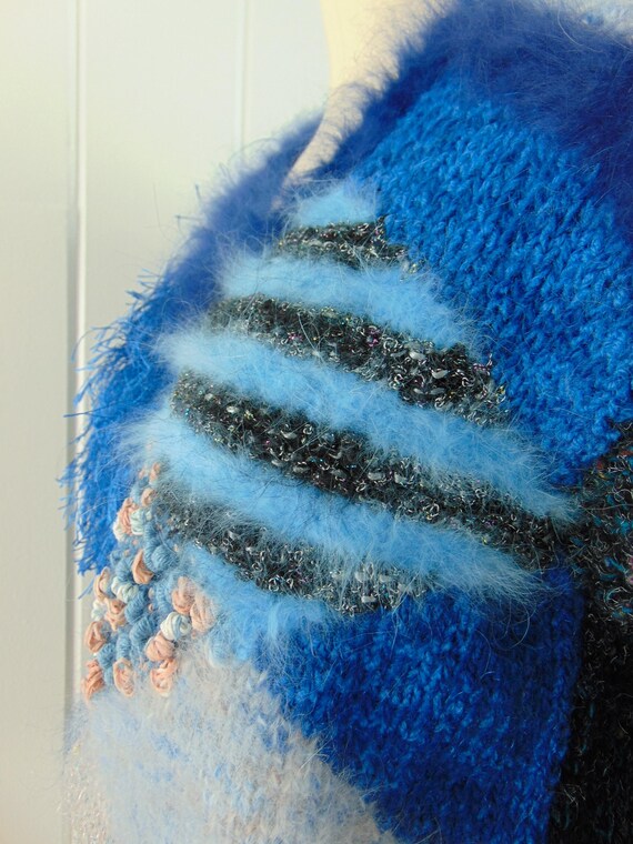 80s patchwork angora sweater size medium - image 9