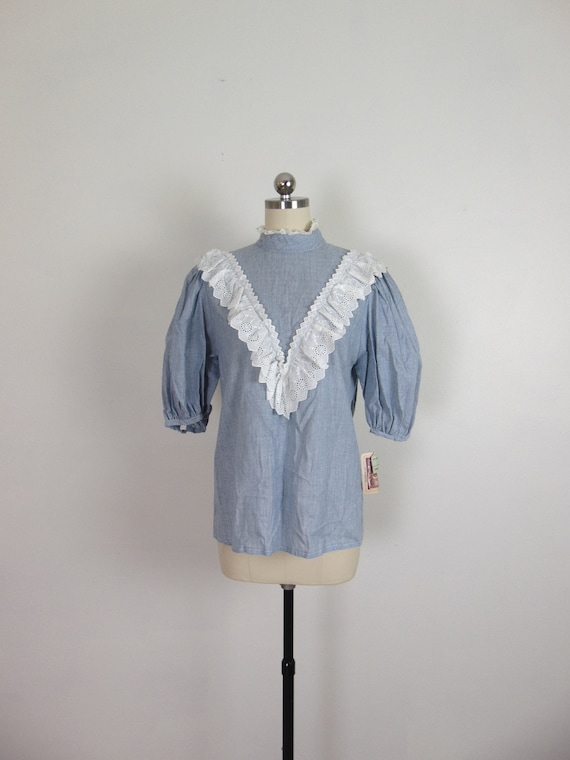 80s cotton Victorian Prairie blouse NWT size mediu