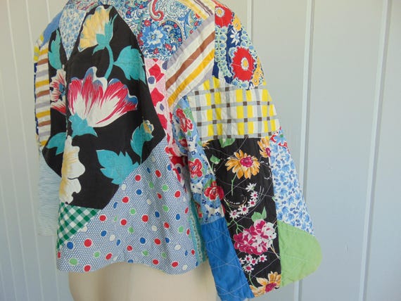 70s patchwork quilt cropped jacket size medium - image 10