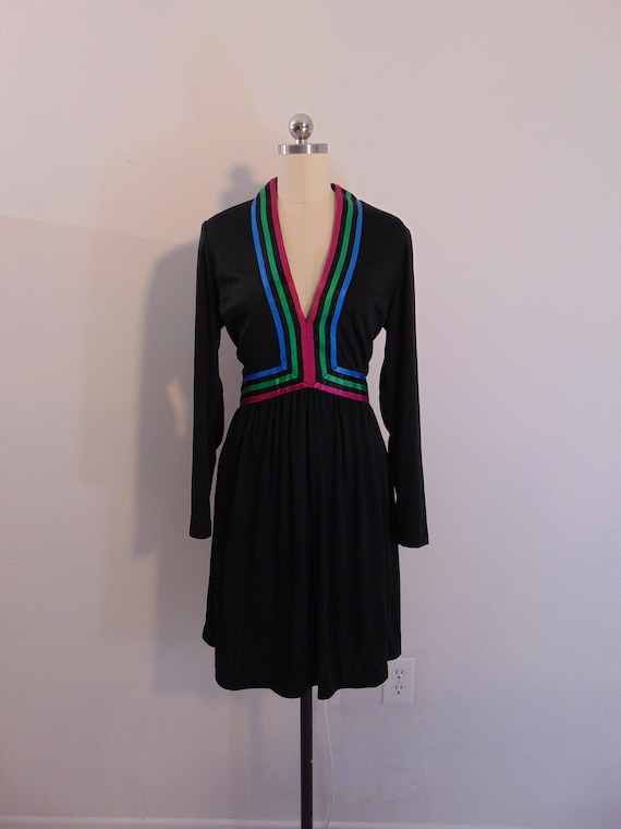 80s black Victor Costa disco dress size large