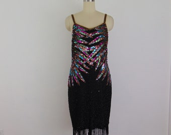 80s sequin cocktail dress size medium