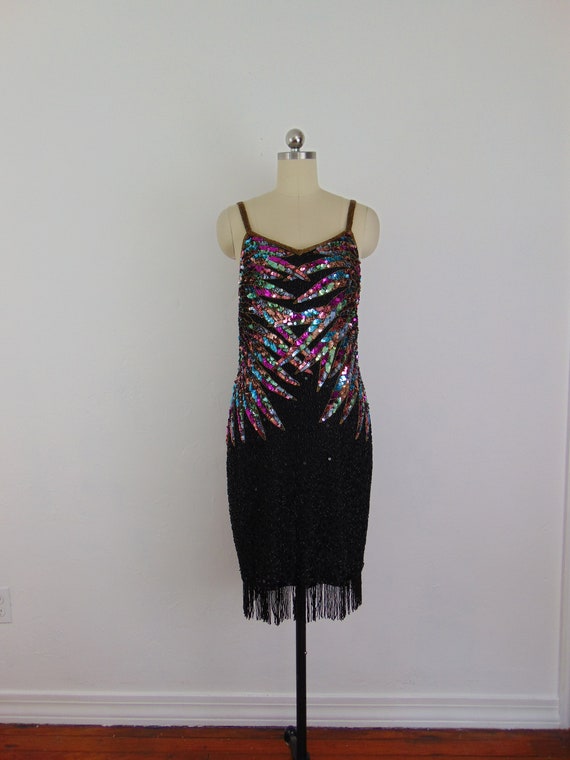 80s sequin cocktail dress size medium