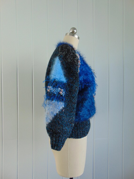 80s patchwork angora sweater size medium - image 3