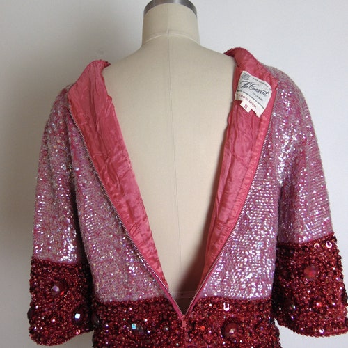 60s shops Fantastic beaded sequined sweater made in Hong Kong size medium
