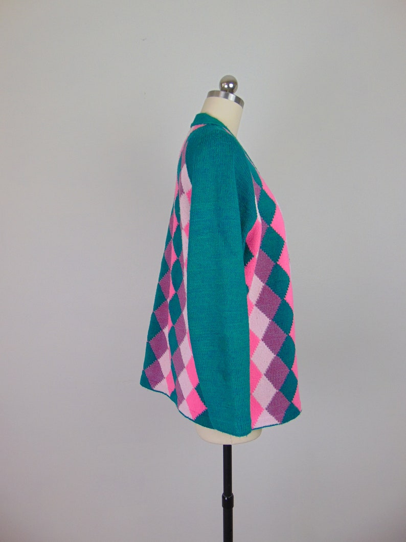 60s oversized harlequin cardigan jacket size large image 5