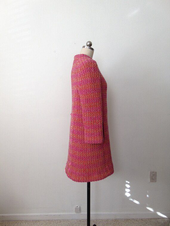 60s Italian mod sweater coat in hot pink Blooming… - image 4