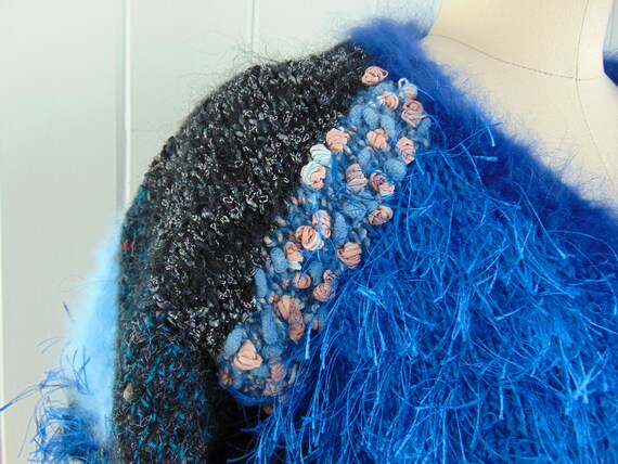 80s patchwork angora sweater size medium - image 8