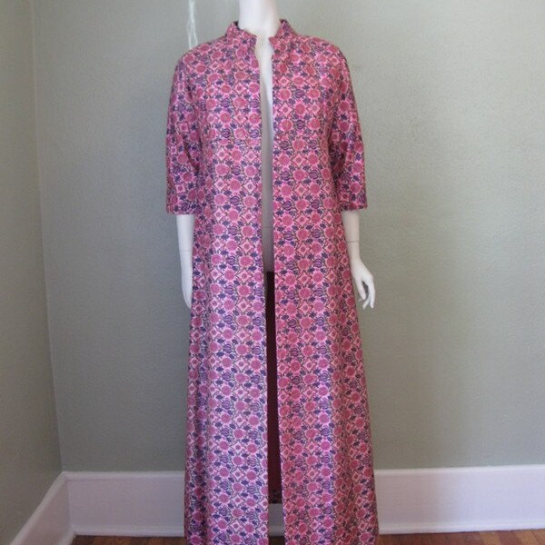 60s INDIA SILK Floor Length evening coat size small