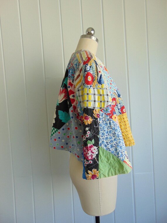 70s patchwork quilt cropped jacket size medium - image 7