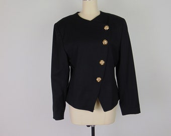 80s Adolpho wool gabardine asymmetrical jacket size M/L