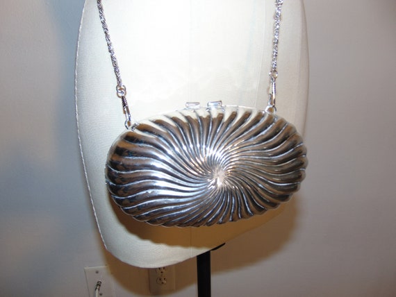 80s silver hard case evening bag ART DECO