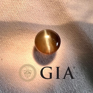 2.53 ct - &quot;Golden Ray &quot; - Honey Color Cat&#39;s Eye Chrysoberyl - GIA certified - Double Cabachon - Origin : Sri Lanka