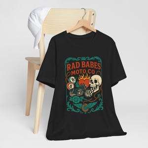 Rad Babes Moto Unisex Tee, Motorcycle Riding Shirt, Biker Gift, Cool Graphic Tee, Hipster Clothing
