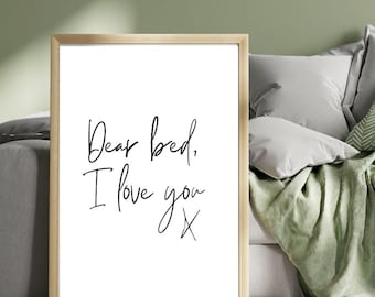 Caro letto, ti amo Stampa, Decorazione camera da letto, Stampe camera da letto, Arte murale