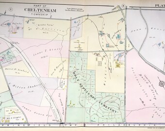 1916 MONTGOMERY COUNTY NORTH PENNSYLVANIA WYNCOTE CHELTEN HILLS ATLAS MAP