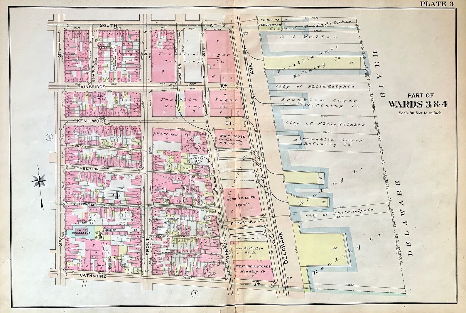 Queen Village Map Original 1905 South Philadelphia Atlas Etsy