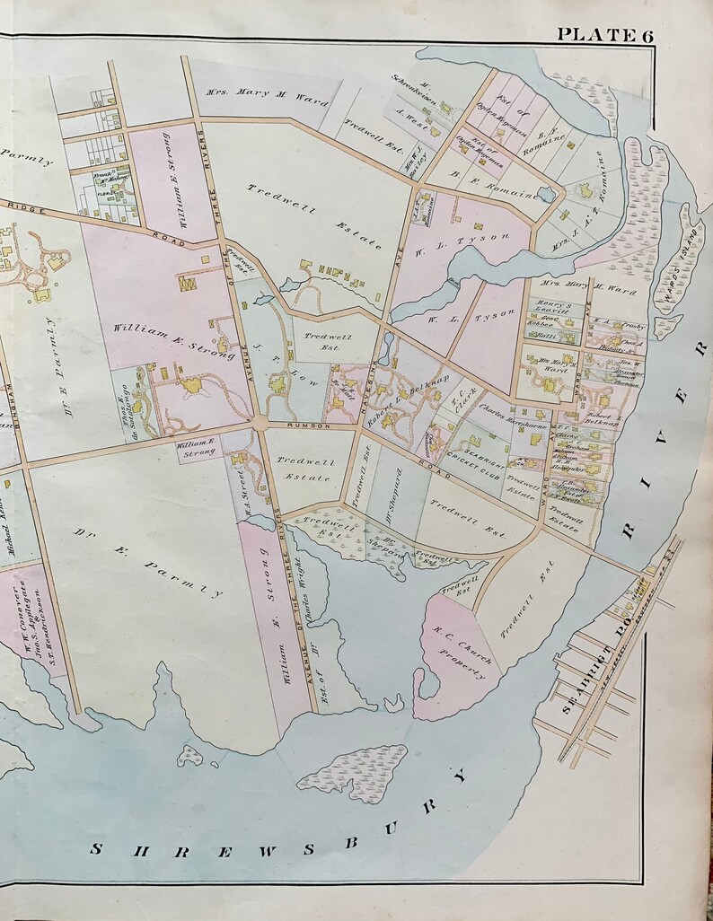 Rumson New Jersey Map Original 1889 Monmouth County Atlas - Etsy