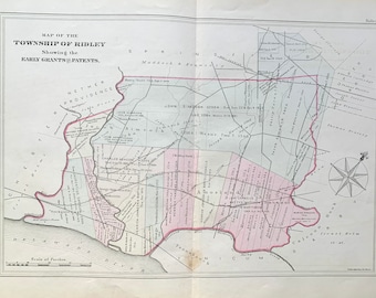 Ridley Township map, Original 1880 Delaware County atlas, Folsom, Woodlyn