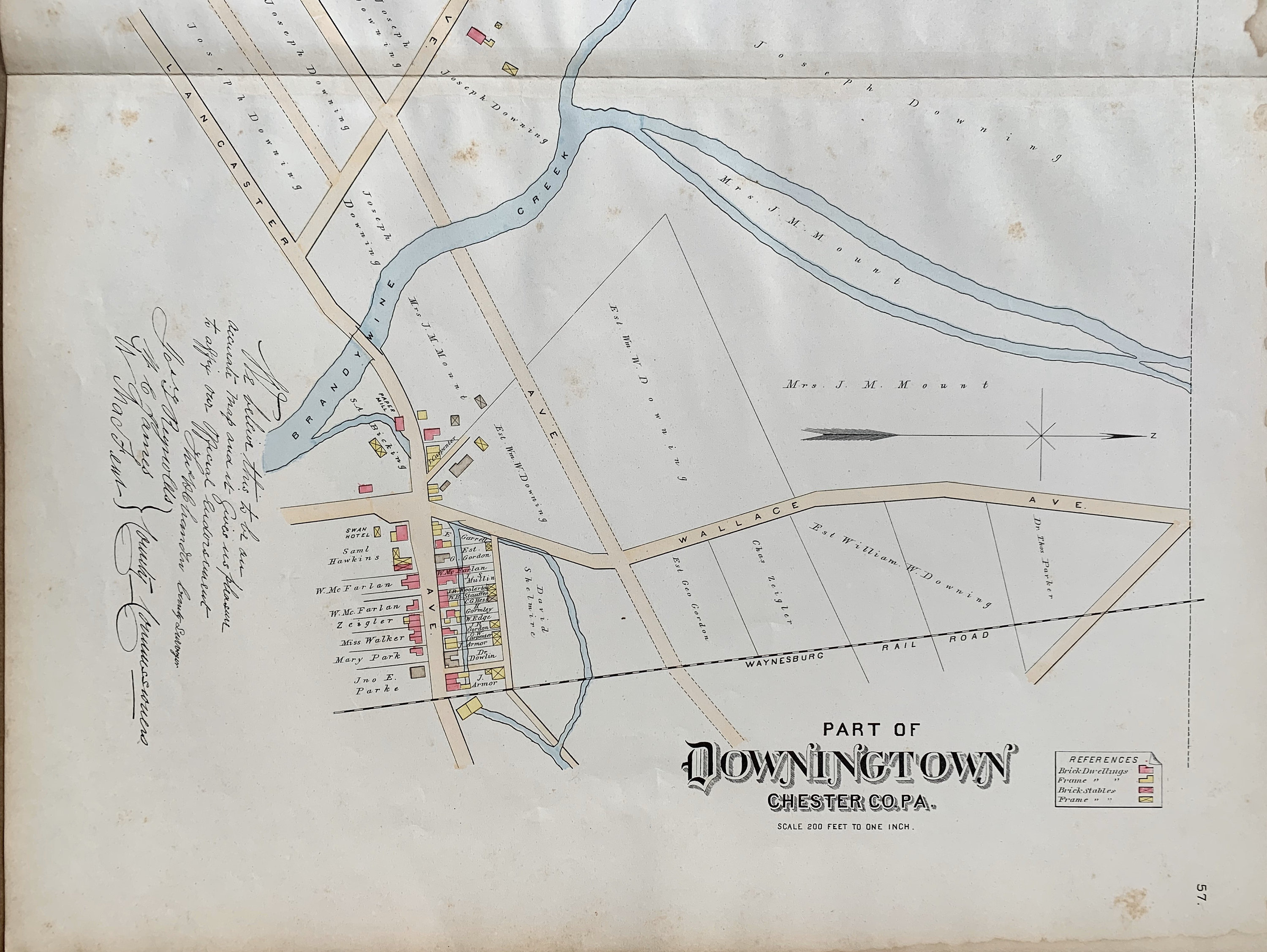 Downingtown Map Original 1883 Chester County Pennsylvania Etsy New