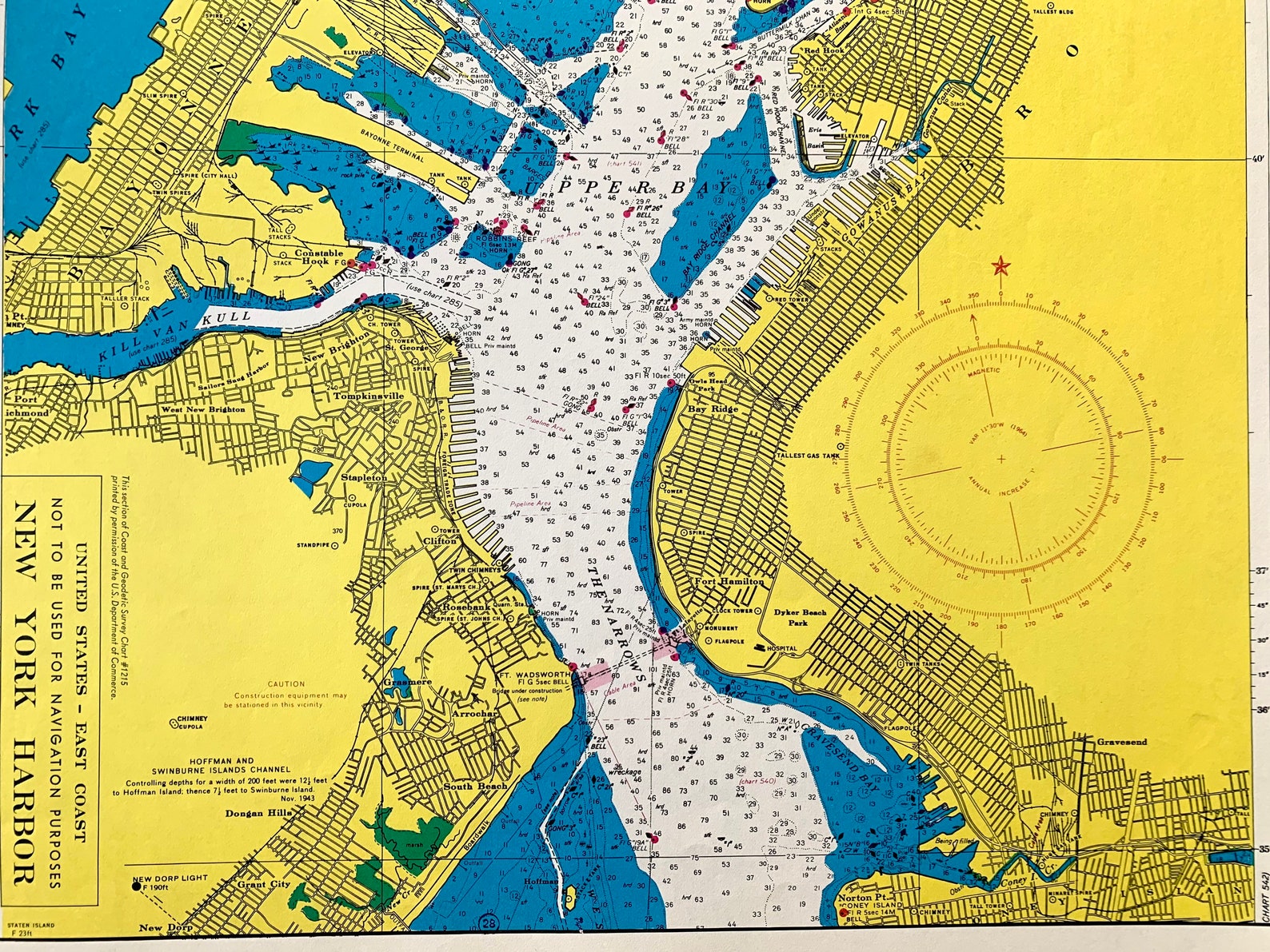New York Harbor Map Original 1959 - Il 1588xN.3252648879 L9ec