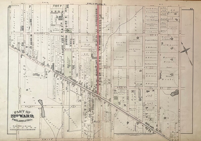 Mount Airy Map Original 1878 Philadelphia 22nd Ward Atlas - Etsy