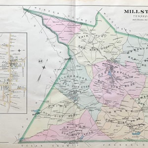 Millstone township map, Original 1889 Monmouth County Atlas, Perrineville