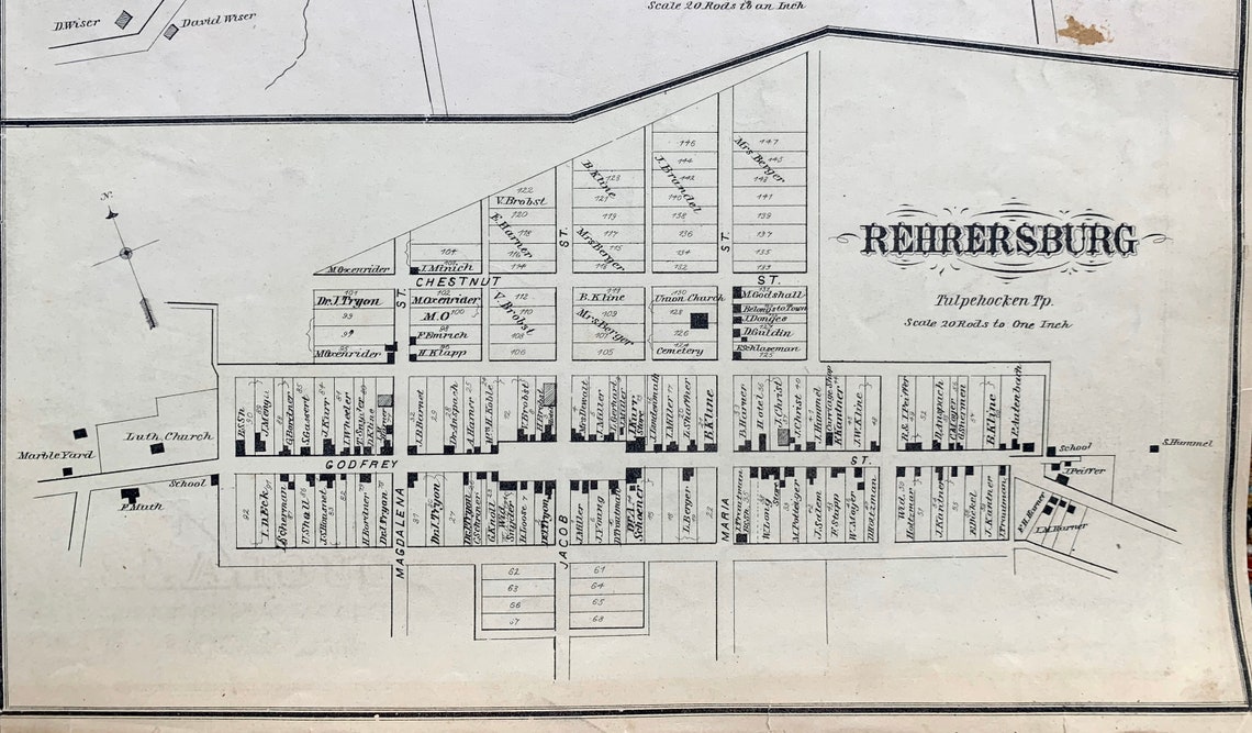 Topton Map Original 1876 Berks County Pennsylvania Atlas Etsy