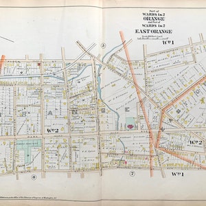 Orange New Jersey map, Original 1890 Essex County atlas, Thomas Edison park