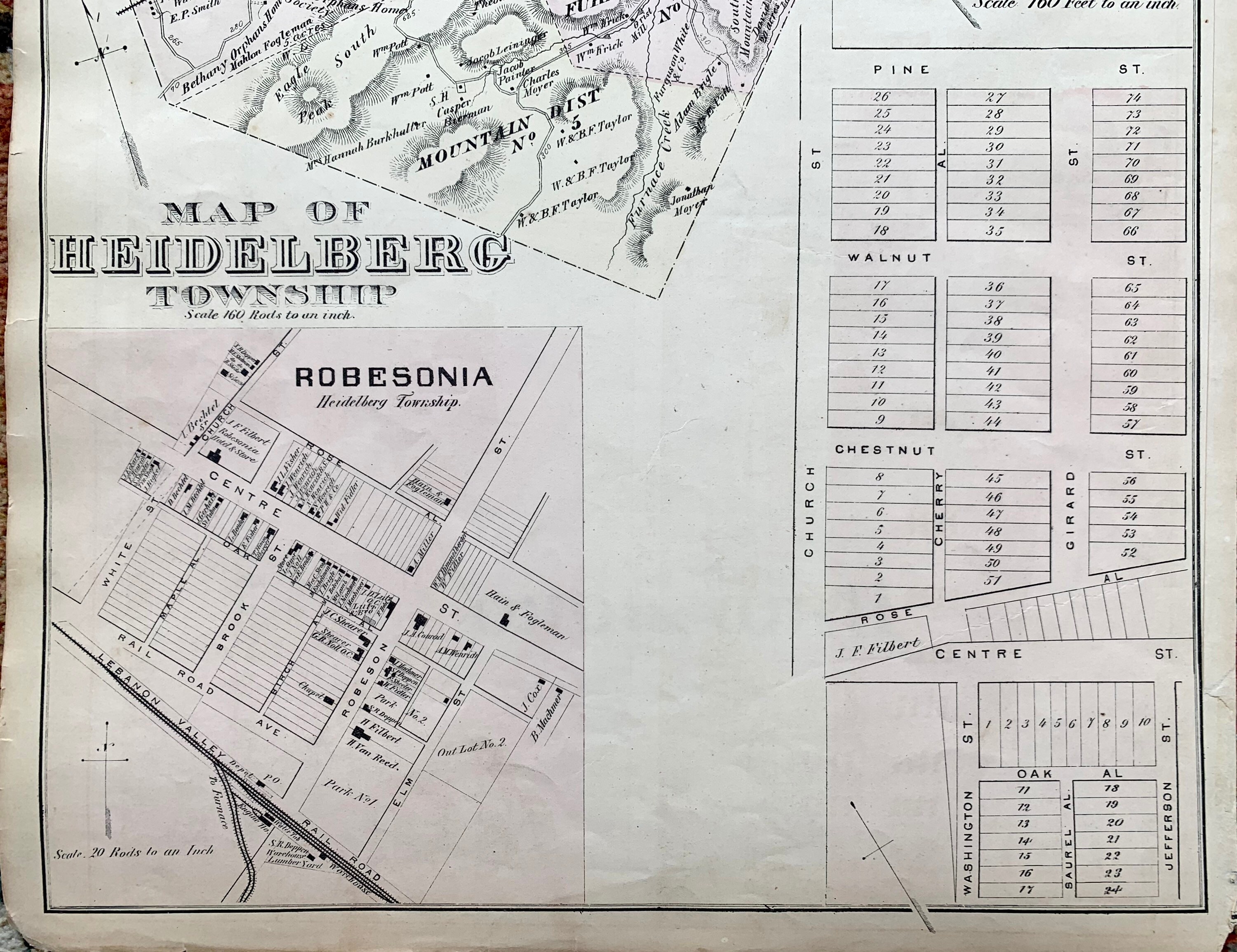 Heidelberg Township Map, Original 1876 Berks County Pennsylvania Atlas