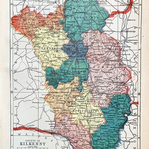 Kilkenny map, Original 1901 Atlas of Ireland map, County of Kilkenny