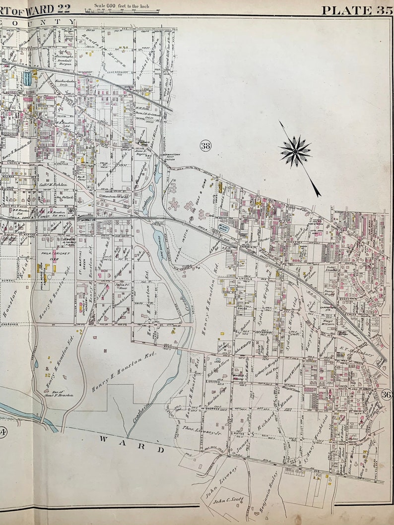 Chestnut Hill Map Original 1910 Philadelphia Atlas Chestnut Etsy