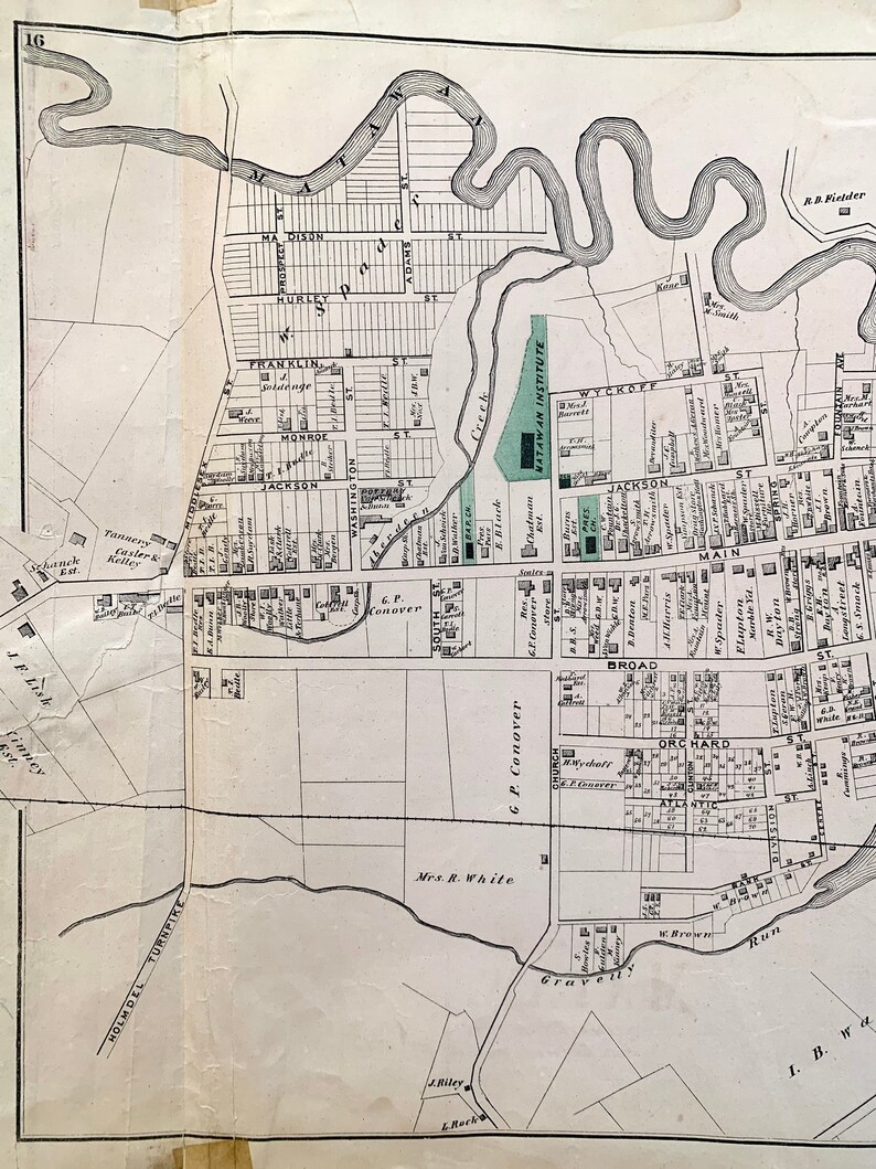 Matawan New Jersey Map Original 1873 Monmouth County Atlas Etsy
