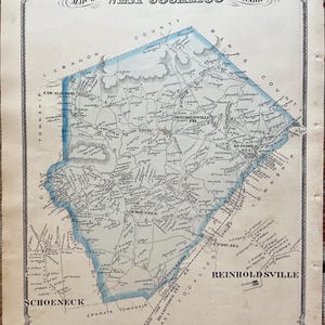 West Cocalico Township Map, Original 1875 Lancaster County Atlas, Reinholdsville, Reinholds